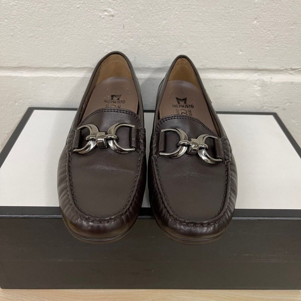 Mephisto Cool-Air Brown Leather Comfort Slip On Bit Loafer Women EUR 4.5 US 7